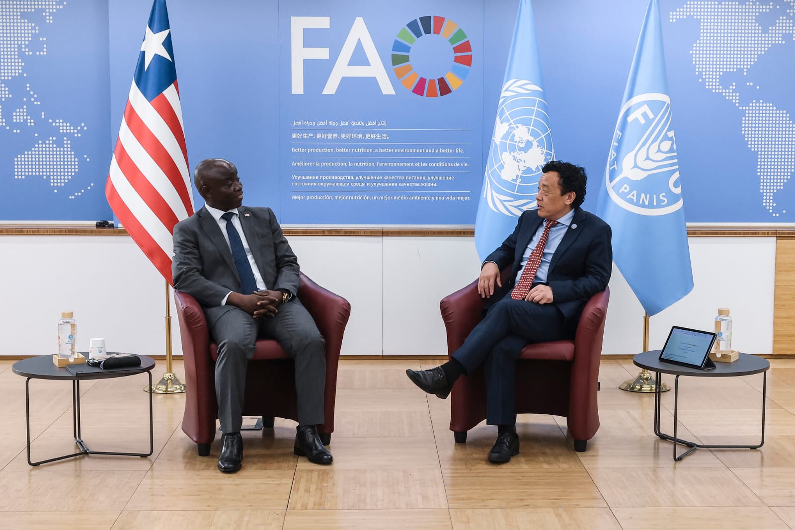 L-R: Agriculture Minister,  Dr. J. Alexander Nuetah and FAO Director-General Dr. Qu Dongyu, 