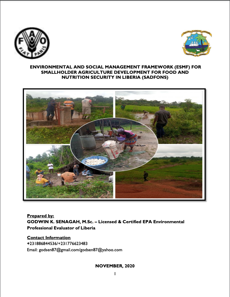 Environmental and Social Management Framework for Smallholder Agriculture Development for Food & Nutrition Security In Liberia 