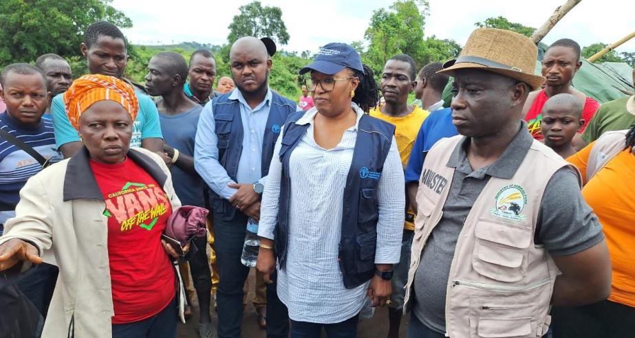 Agriculture Minister Dr. Nuetah with FAO Country Representative Bintia  Stephen  Tchicaya, visiting several farms, on the first leg of the Nationwide Tour