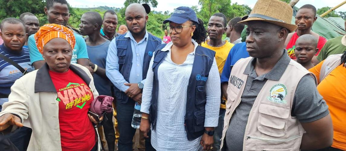 Agriculture Minister Dr. Nuetah with FAO Country Representative Bintia  Stephen  Tchicaya, visiting several farms, on the first leg of the Nationwide Tour