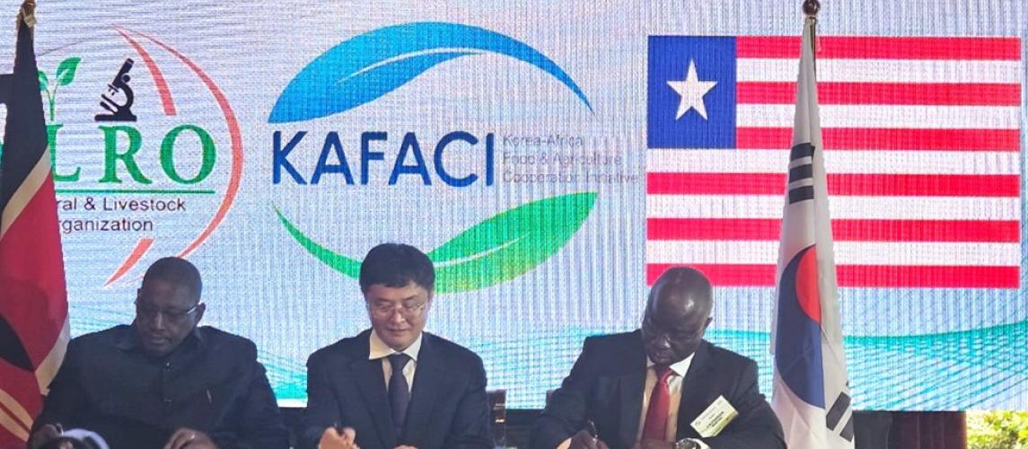 Liberia's Minister of Agriculture, Dr. J Alexander Nuetah, far right at the 6th KAFACI General Assembly
