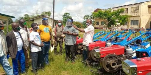 MOA Officials Handing out Machineries to farmers in Voinjama, Lofa County